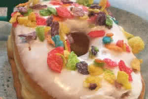 Fruity Pebbles Vanilla Glaze Donut